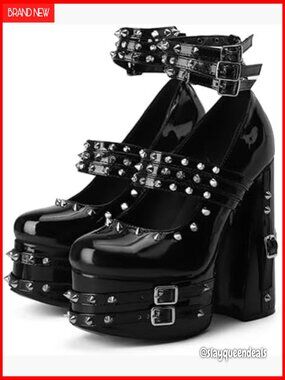 Chunky Platform Ankle Booties Strappy Rivets Large Size Women Men